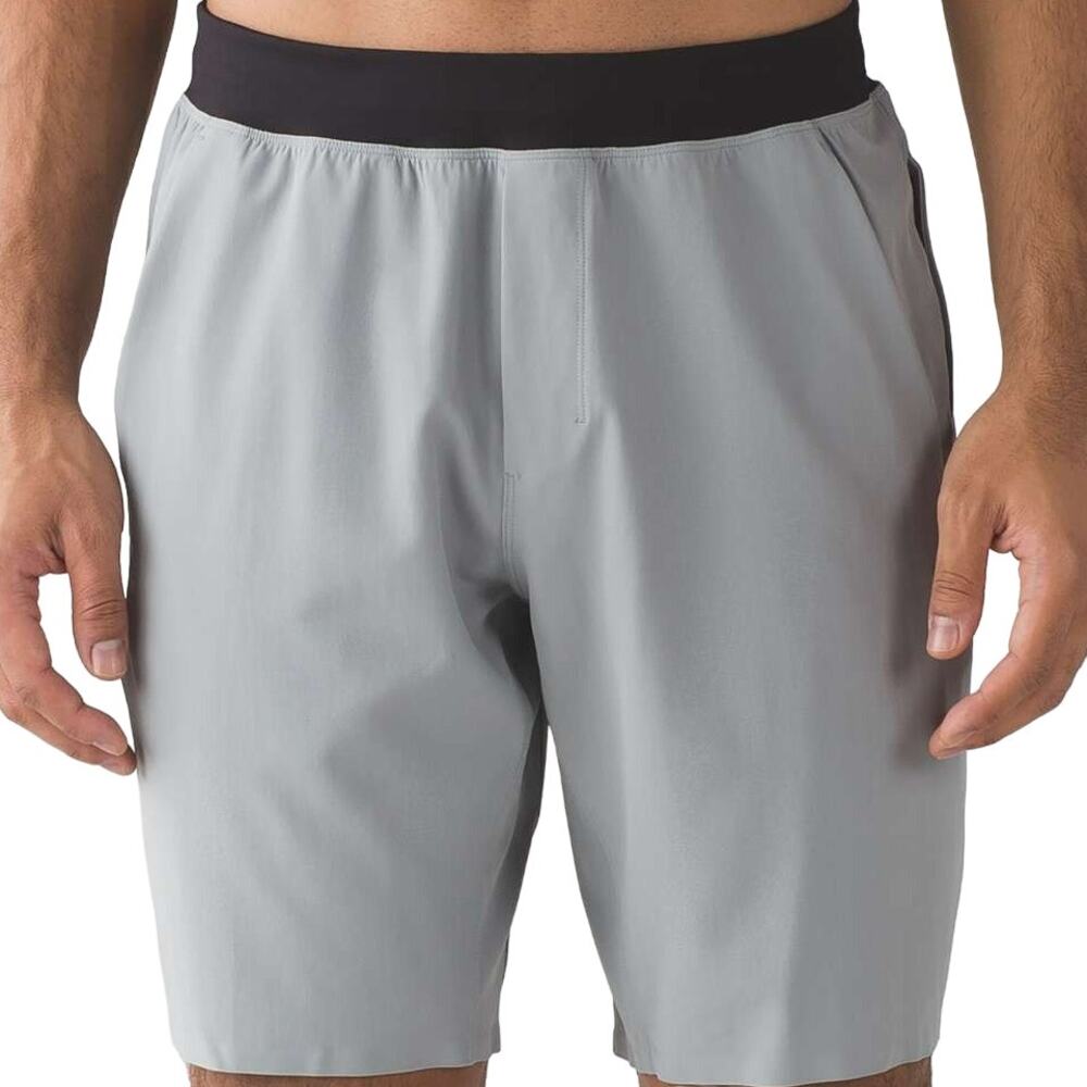 Lululemon License To Train Shorts 9.5" Stretch Black Waistband Gray Medium